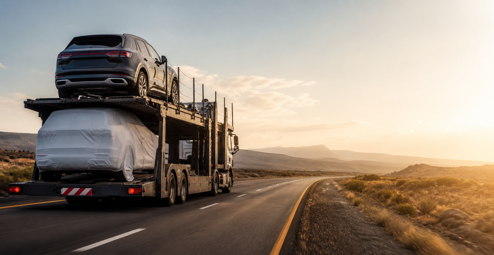 Vehicle transporter on a Southern African highway