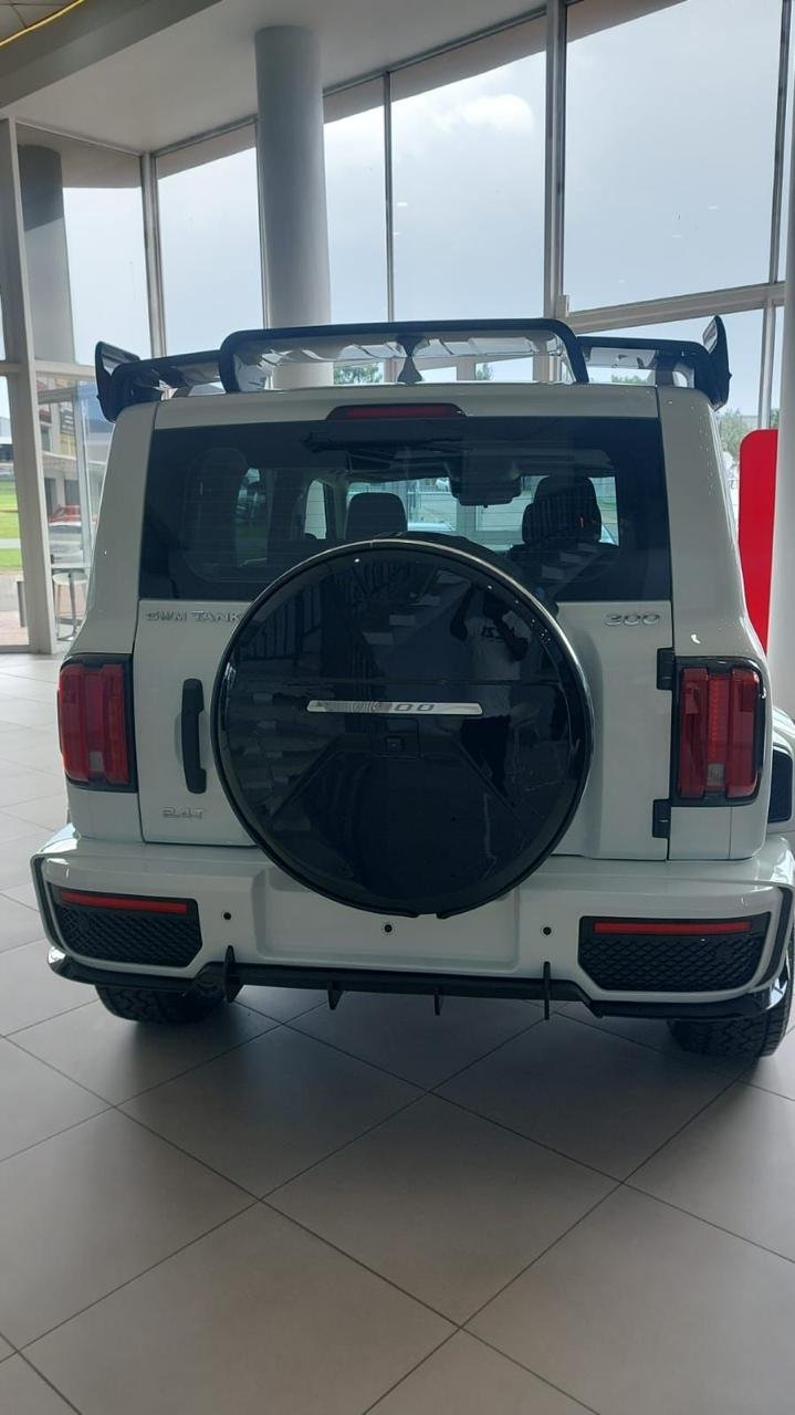 White GWM Tank 300 rear view with spare wheel