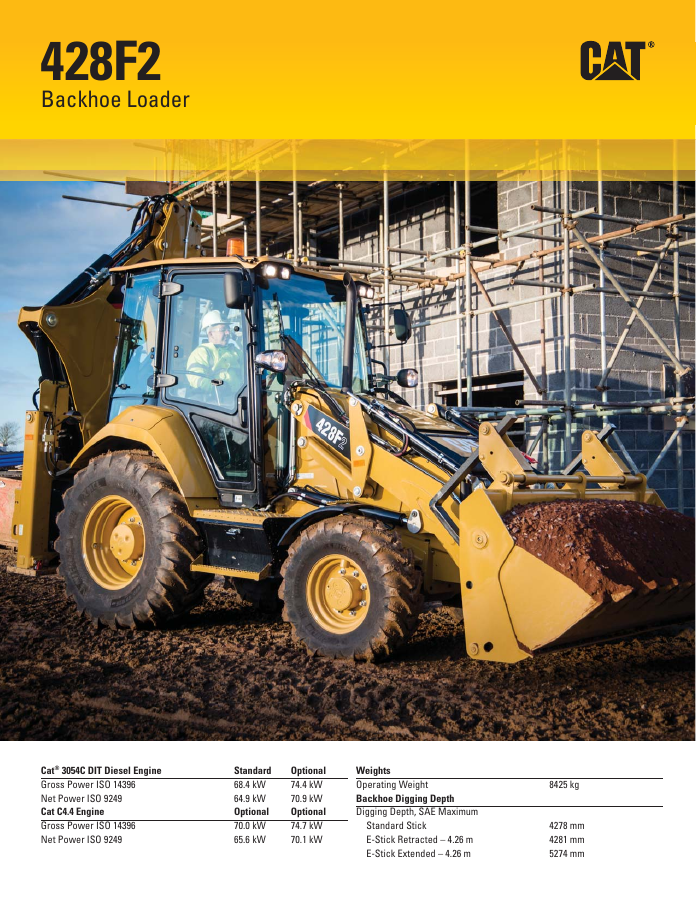Cat 428F2 Backhoe Loader brochure cover